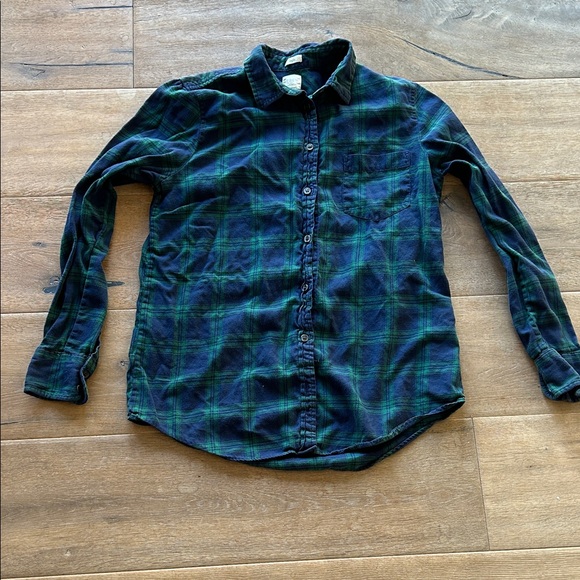 J. Crew Navy and Green Checkered Shirt - Picture 1 of 3